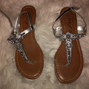 Unisa Sparkly Silver Gemmed Sandals